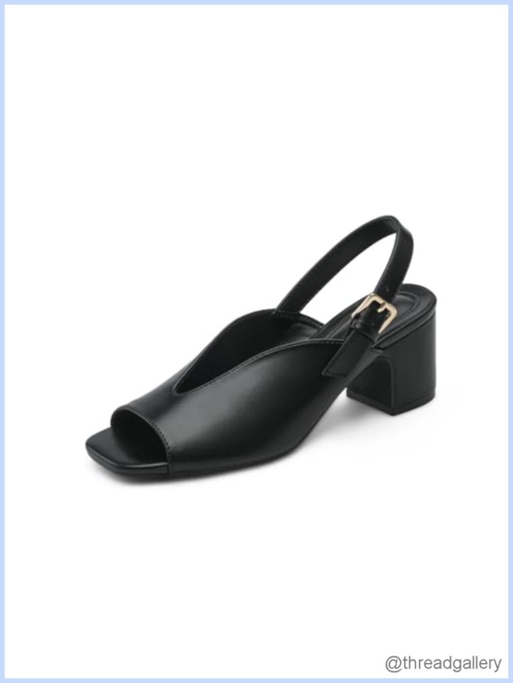 Slingback Block Heels 2.5 Inch Chunky Peep Toe Heeled Sandals Faux Leather